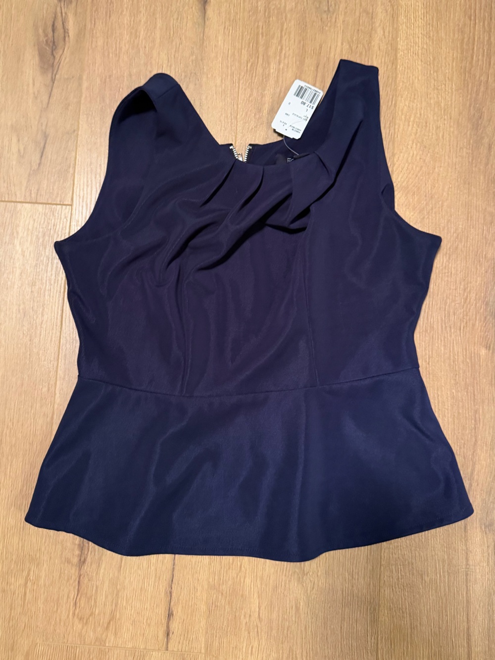Forever 21 Navy Sleeveless Peplum Camisole with Front Ruffle
